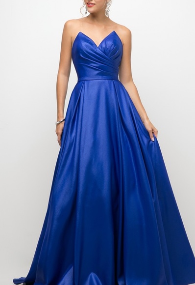 CREAM BURGUNDY PINK ROYAL BLUE EVENING DRESS - Picture 2 of 6